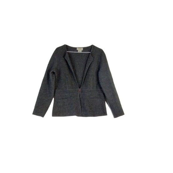 Talbots Cardigan Women's PS Grey 100% Wool Long Sleeve 1 Button Front Regency - Picture 5 of 8